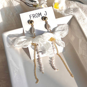 Winged Pearl Cascade Earrings