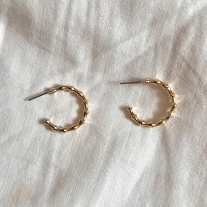 Gold Pipe C Earrings